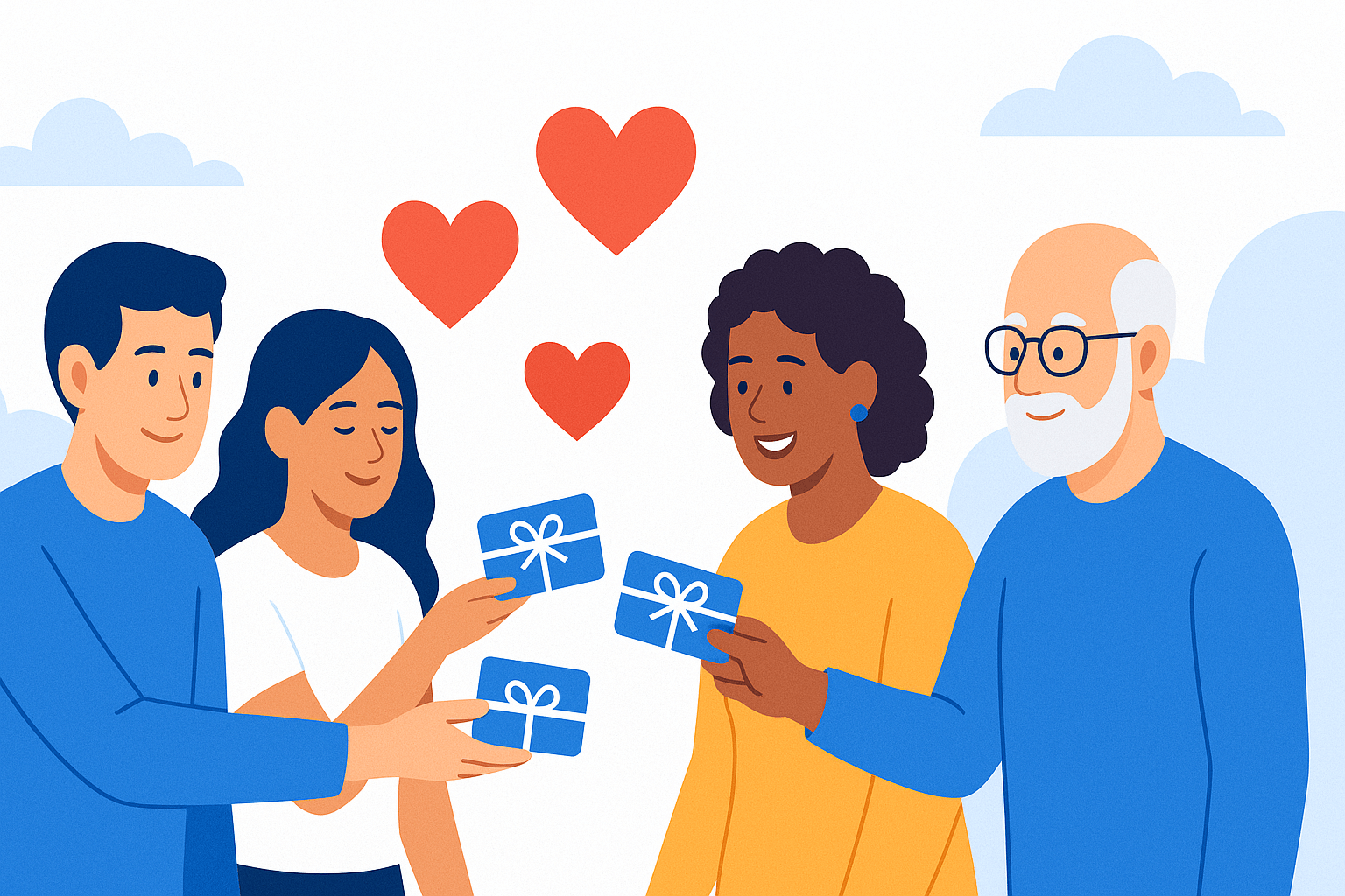 People donating gift cards to support nonprofits